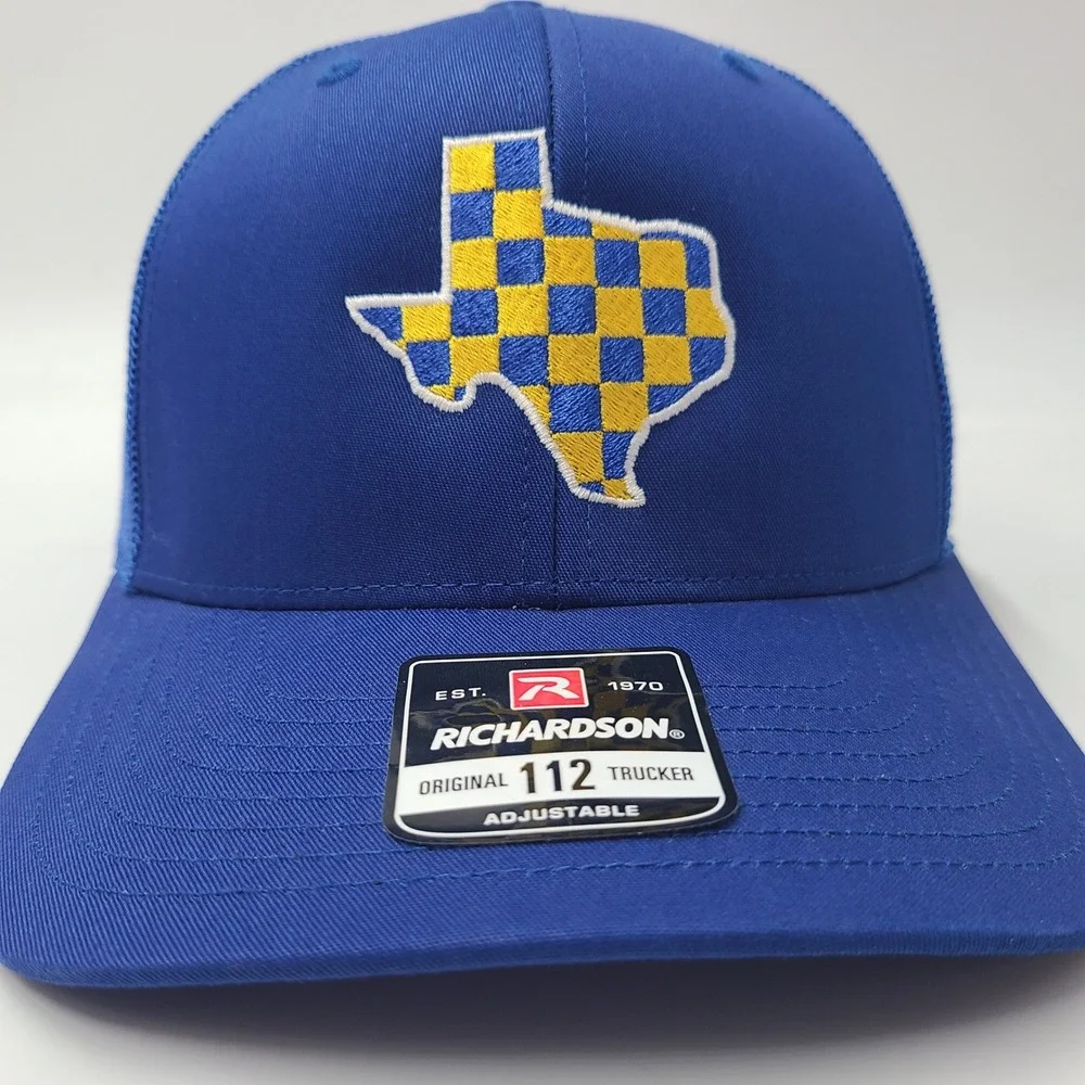 Texas Hat Snapback Trucker Mesh Richardson Blue Yellow State Checkered Flag Men‎